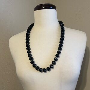 Barse Sterling Silver Jet Black Round Facet Crystals W 925 Accent Beads 25"